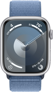 Smartwatch Apple Watch Series 9 GPS + Cellular 45mm Silver Aluminium Case with Winter Blue Sport Loop (MRMJ3)