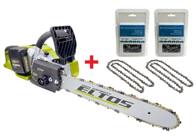 Аккумуляторная пила Eltos АПЦ-40V BL (2 аккумулятора 40V, 4Ач, бесщеточный двигатель, шина 405мм) + 2 шт. цепь Kraissmann 57 DL (шаг 3\8'', 57 звеньев, супер-зуб)