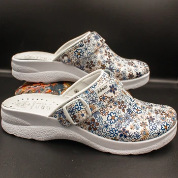 Жіночі шкіряні сабо Adaco 812sr blue flowers 41р