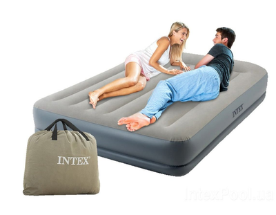 Надувная кровать Intex 64118 со встроенным электронасосом 152*203*30 см Двуспальная