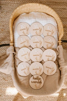 Детский набор деревянных табличек с лавандой 0-12 мес+ hello world Kiddie Widdie