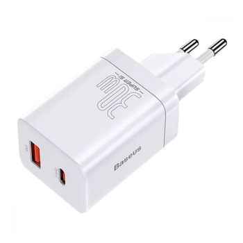 Зарядний пристрій МПЗ Baseus Super Si Pro Quick Charger Type-C+USB 30W White(ccsupp-e02)