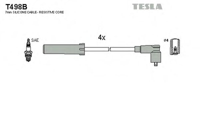 Кабель зажигания к-кт TESLA Citroen, Peugeot, Fiat, Lancia 91-04 2,0 Tesla (T498B)