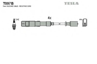 Кабель запалювання к-кт TESLA Mercedes W169, 123,124,201,460,461,463 06.80 - Tesla (T097B)