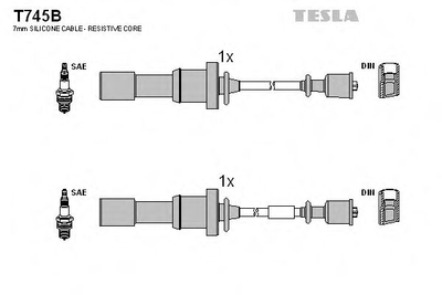 Кабель запалювання к-кт TESLA HY Santa Fe,Sonata 2.0,2.4 01- Tesla (T745B)