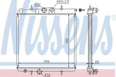 Радіатор PT 206(98-)1.1 i(+)[OE 1330.F9] Nissens (63708A)