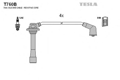 Кабель зажигания к-кт TESLA Mazda 626,MX6 91-1,8 Tesla (T760B)