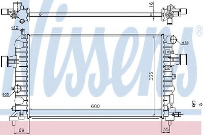 Радіатор OP ASTRA H(04-)1.2 i 16V(+)[OE 1300 265] Nissens (630744)