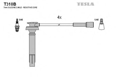 Комплект кабелiв запалювання Tesla (T310B)