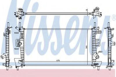 Радиатор FORD FOCUS III (CB8, CEW) (11-) 1.6 Flexifuel Nissens (69237)