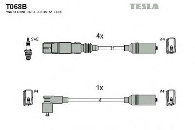 Комплект кабелiв запалювання Tesla (T068B)