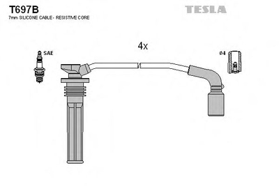 Комплект кабелiв запалювання Tesla (T697B)