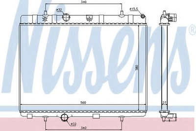 Радіатор CN C2(02-)1.6 HDI(+)[OE 1330.P8] Nissens (636007)