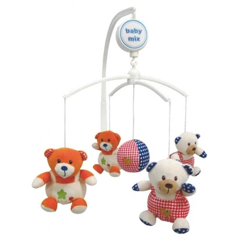 Мобиль детский механический Baby Mix с плюшевыми игрушками Мишки, мультицвет