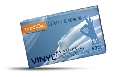 Перчатки нитрил-винил неопудренные MediOk синие M 50 пар