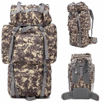 Армейский туристический рюкзак с подсумками на 70 л, 65х16х35 см, пиксель 8147