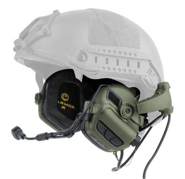 Активні тактичні навушники Earmor M32X Mark3 MilPro ORIGINAL Чебурашка на шолом, каску ( Олива )