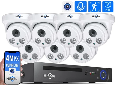 Комплект IP вiдеоспостереження Hiseeu на 7 внутрішніх камер POE 4Мп