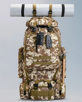 Большой тактический рейдовый рюкзак 100л Tacal-A4 с дополнительным подсумком. Цвет пиксель.