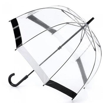 Механічний жіночий прозорий парасолька-тростина FULTON BIRDCAGE-1 L041 - BLACK WHITE