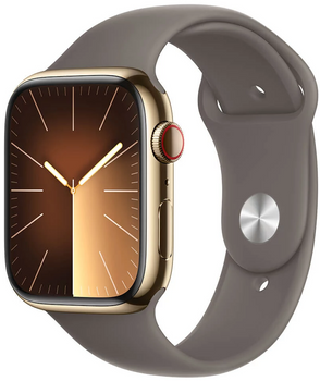 Смарт-годинник Apple Watch Series 9 GPS + Cellular 45mm Gold Stainless Steel Case with Clay Sport Band - M/L (MRMT3)