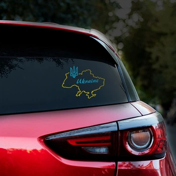 Наклейка на авто Карта Украины с гербом и надписью 20*16 см + монтажная пленка