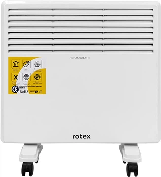 Конвектор электрический Rotex RCH11-X обогреватель 1000 Вт термостат 10 м2 настенный напольный белый