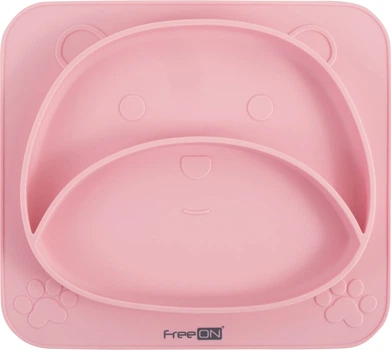 Силиконовая тарелка детская FreeON Bear, pink