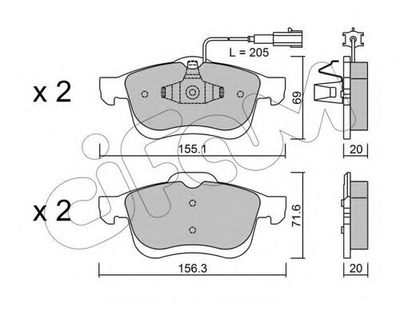 Тормозные колодки пер. Doblo 10- (диск 305mm)(155.2x69.08x20.3) Cifam (8228241)