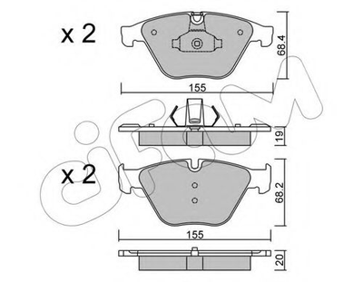 Гальмівні колодки пер. BMW 5 (F10) 10- (ATE) (155,1x68,5x18,9) Cifam (8229180)