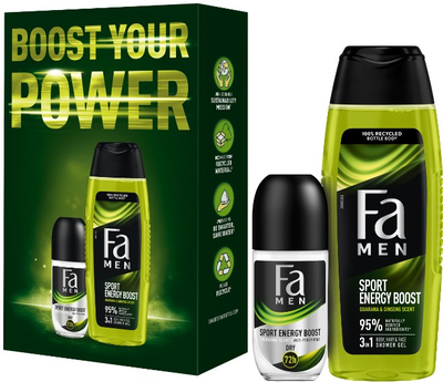 Набір Fa Men Sport Energy Boost your power Гель для душу 250 мл + ​Роликовий антиперспірант 50 мл (9000101731101)