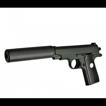 Страйкбольний пістолет Browning mini з глушником, Вальтер метал чорний