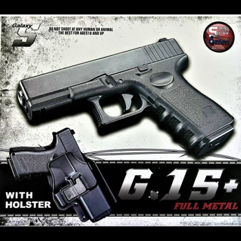 Страйкбольний пістолет Galaxy Glock 17 метал з кобурою чорний