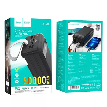 Повербанк Hoco J86B Electric 60000mAh 22.5W 5A з ліхтариком чорний