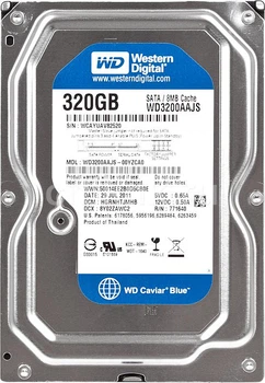 Накопитель HDD SATA 320Gb WD, 8Mb, Caviar Blue (WD3200AAJS) - Refubrished