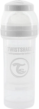 Butelka do karmienia antykolkowa Twistshake z silikonowym smoczkiem 260 ml biała (7350083120120)