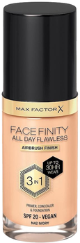 Podkład matujący Max Factor Facefinity All Day Flawless 3 w 1 42 Ivory 30 ml (3616303999360)