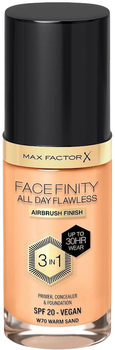 Тональна основа рідка Max Factor Facefinity All Day Flawless 3 w 1 W70 Warm Sand 30 мл (3616303999391)