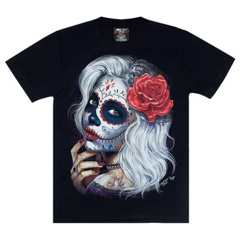Футболка Muerte (silver hair with rose) (3D, світиться в темряві) (Rock Chang, 3D, Special Effects, The Absolute collections), Розмір XL