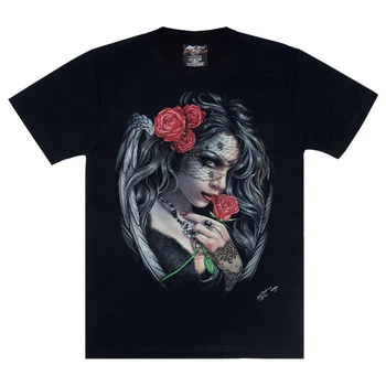 Футболка Gothic Lady with Rose (3D, світиться в темряві) (Rock Chang, 3D, Special Effects, The Absolute collections), Розмір L