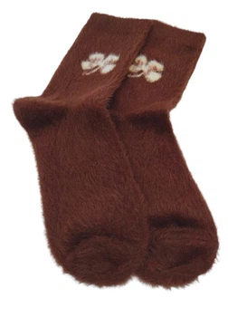 Шкарпетки теплі жіночі з хутром норки Flower No Brand 919-01 Теракотовий 36-41 1 шт