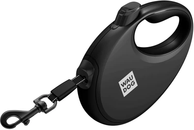 Повідець-рулетка для собак WAUDOG R-leash з контейнером для пакетів світловідбивна стрічка L до 40 кг 5 м Чорний (26291Collar)