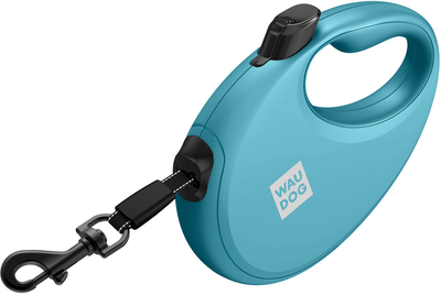 Повідець-рулетка для собак WAUDOG R-leash з контейнером для пакетів світловідбивна стрічка M до 20 кг 5 м Блакитний (26282Collar)