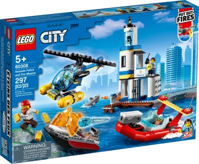 Zestaw klocków Lego City Akcja nadmorskiej policji i strażaków 297 części (60308)