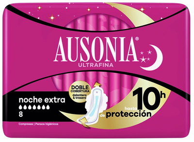 Гігієнічні прокладки Ausonia Compresas Noche Extra Alas 8 шт (8006540027950)