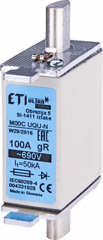 Предохранитель ножевой с плавкой вставкой NH000 100A gR [4331028] M000UQU-N ETI