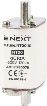Предохранитель ножевой с плавкой вставкой NT00 10А gG [i0760078] e.fuse.NT00.10 E.NEXT