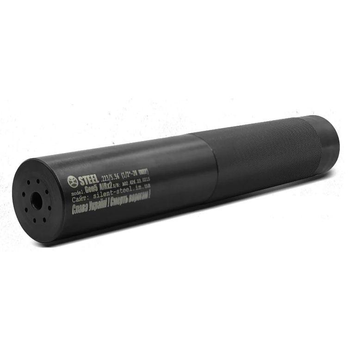 Глушник Steel Gen 5 AIR для калібру .223 різьблення 1/2х28 UNEF - 215 мм. Колір: Чорний, GEN5.223.1/2x28