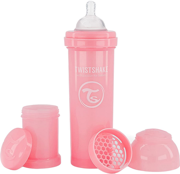 Butelka do karmienia antykolkowa Twistshake z silikonowym smoczkiem 330 ml różowa (7350083122612)