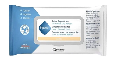 Стоматологічні серветки для собак і котів Plaqtiv+ Dental Wipes, 64 шт, (5055037403619)